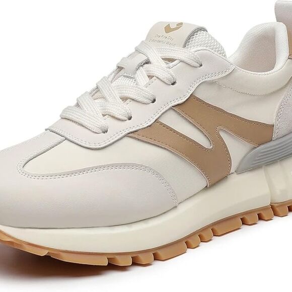 NEW Somiliss Sneakers Beige Genuine Leather Suede Size EU 39 (US 8-8.5) - Picture 2 of 13